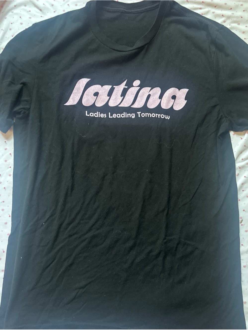 Latina Graphic Tee - Black with Pink Logo